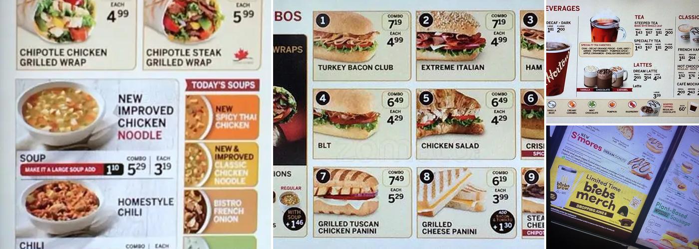Tim Hortons Menu