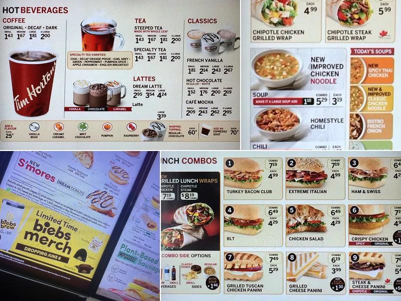 Tim Hortons Menu
