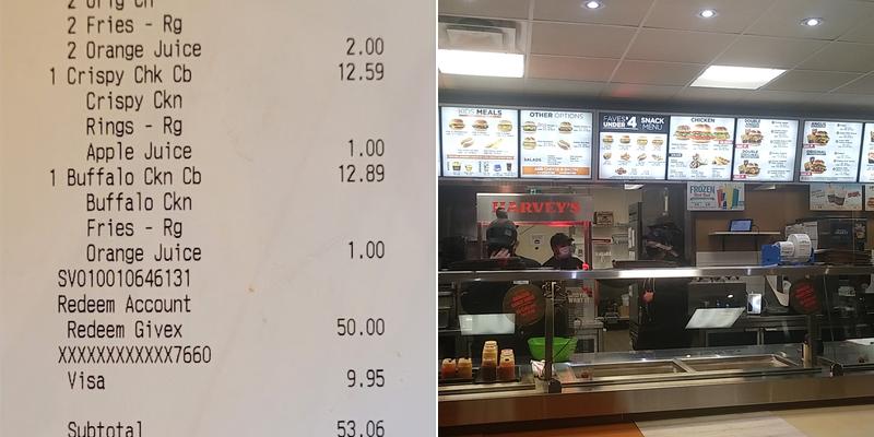 Harvey's Menu