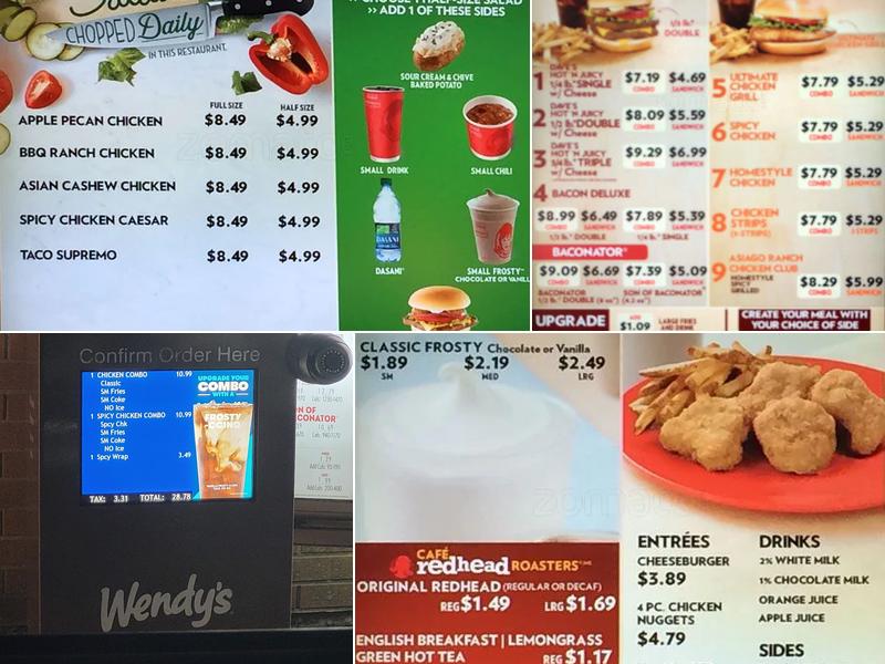 Wendy's Menu