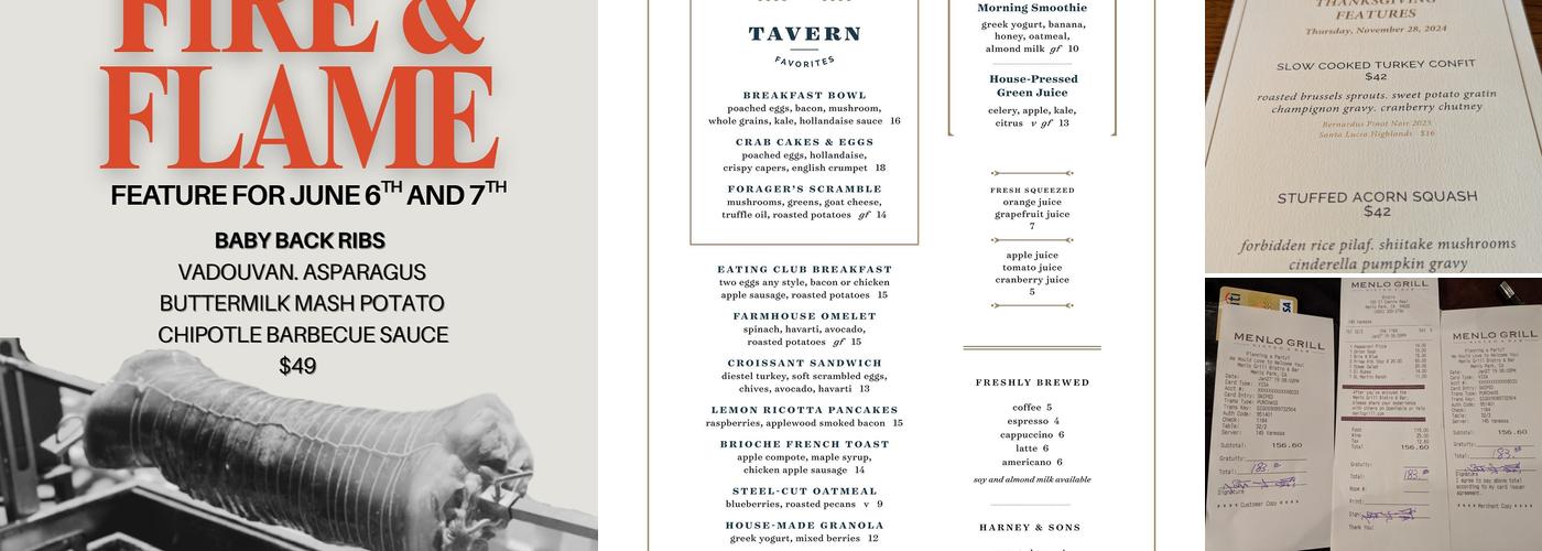 Menlo Tavern Menu