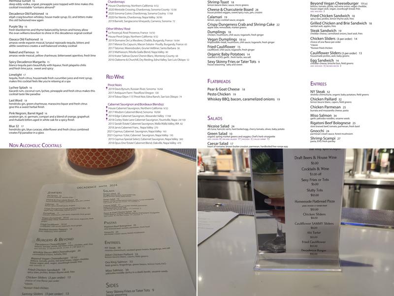 Decadence Menu