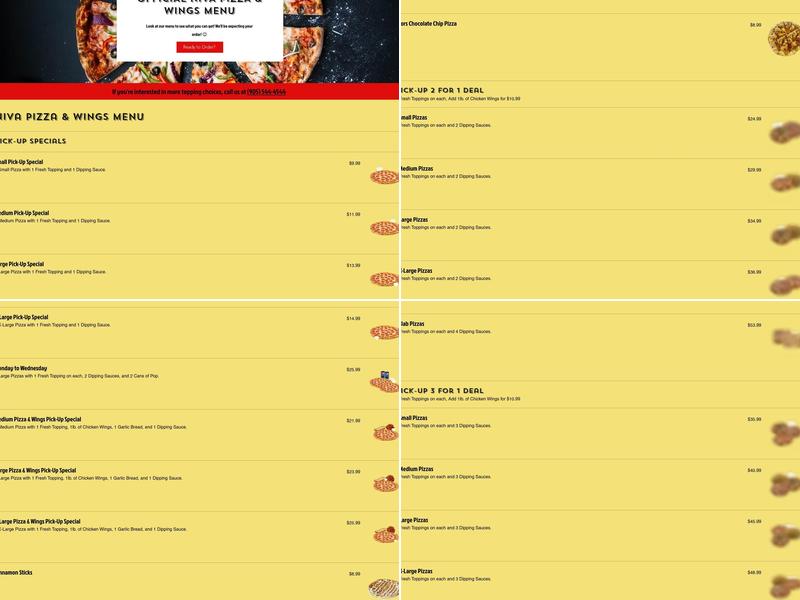 Niva Pizza & Wings Menu