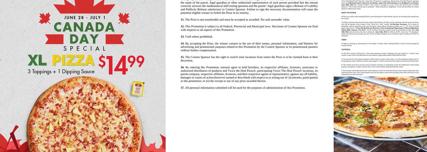 Twice The Deal Pizza Menu