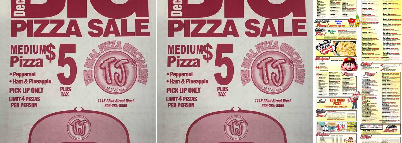 TJ's Pizza Saskatoon West Menu