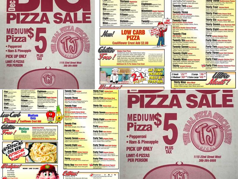 TJ's Pizza Saskatoon West Menu