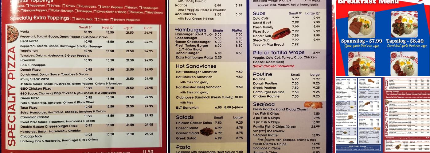 Crystal Pizza Menu