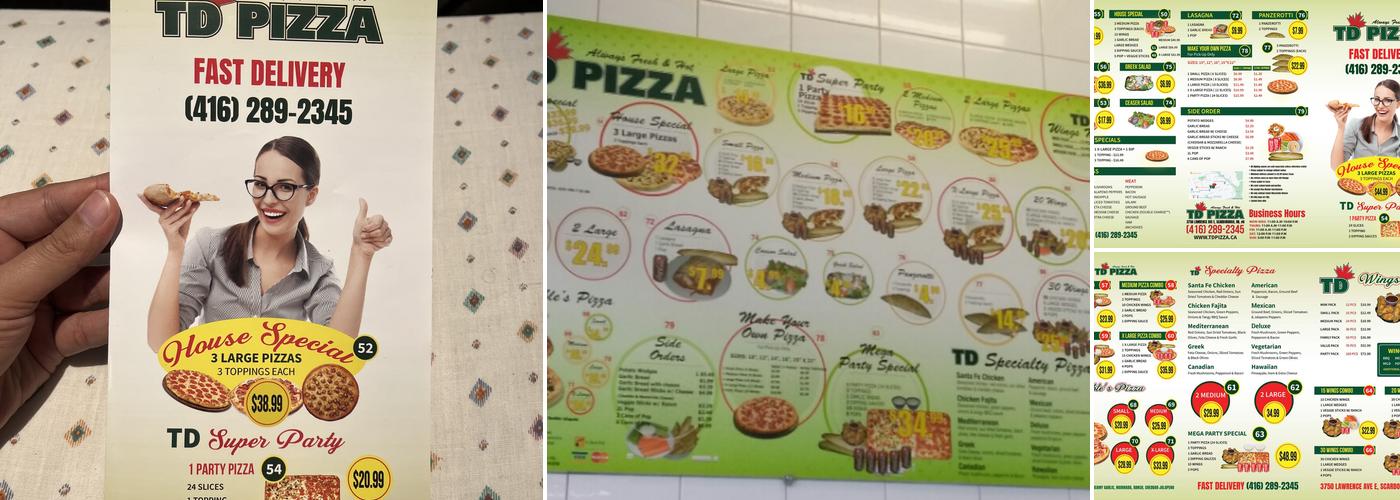 TD Pizza Menu
