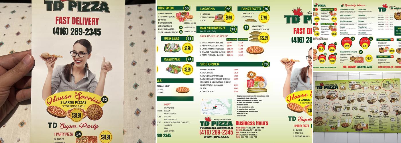 TD Pizza Menu
