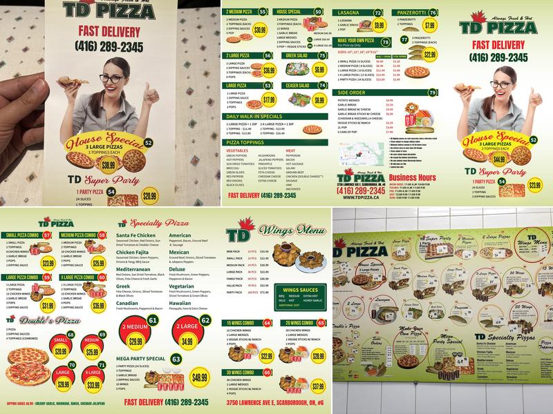 TD Pizza Menu