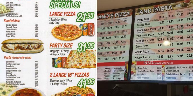 Adriano's Pizza Menu