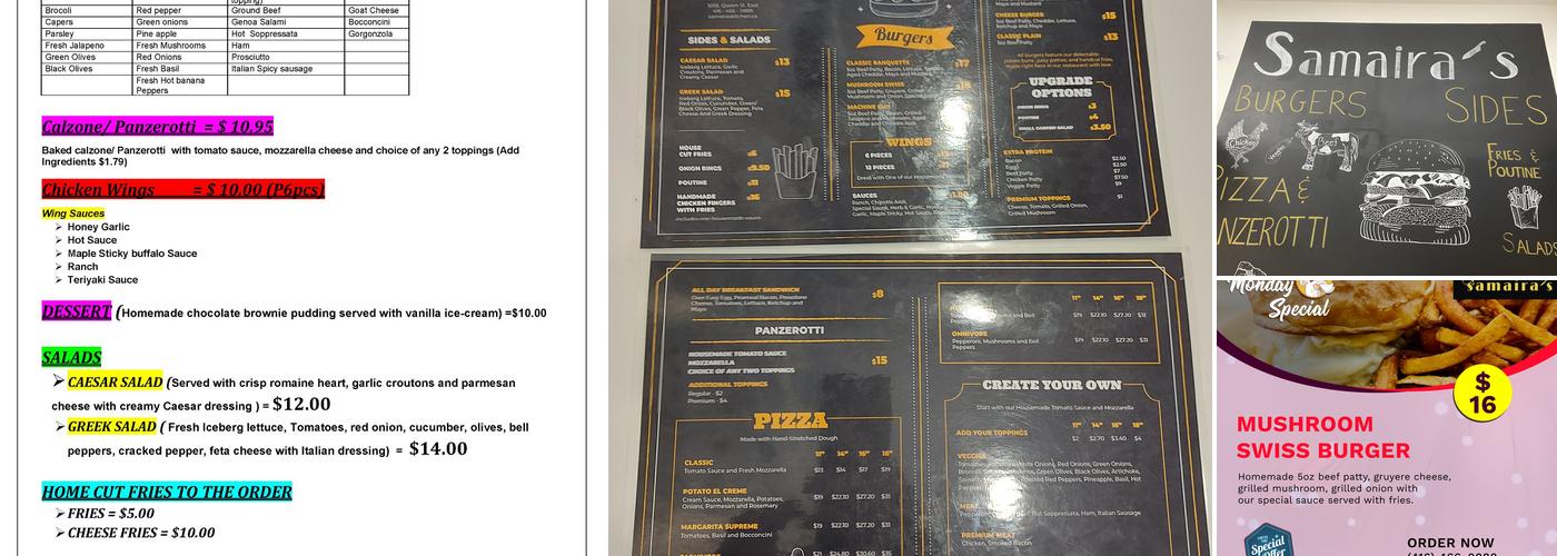 Samaira's Kitchen Menu
