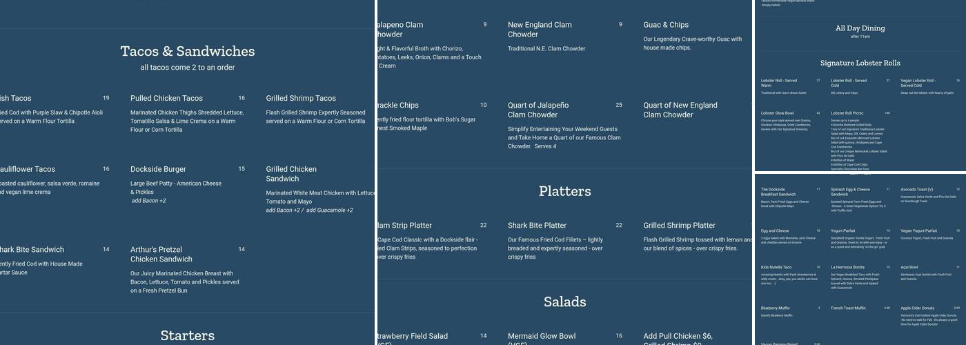 Dockside Seafood Shack Menu