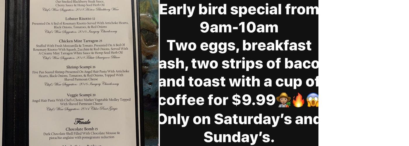 Dark Star Saloon & Cafe Menu