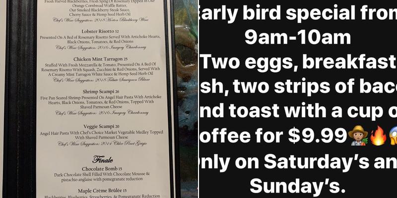 Dark Star Saloon & Cafe Menu