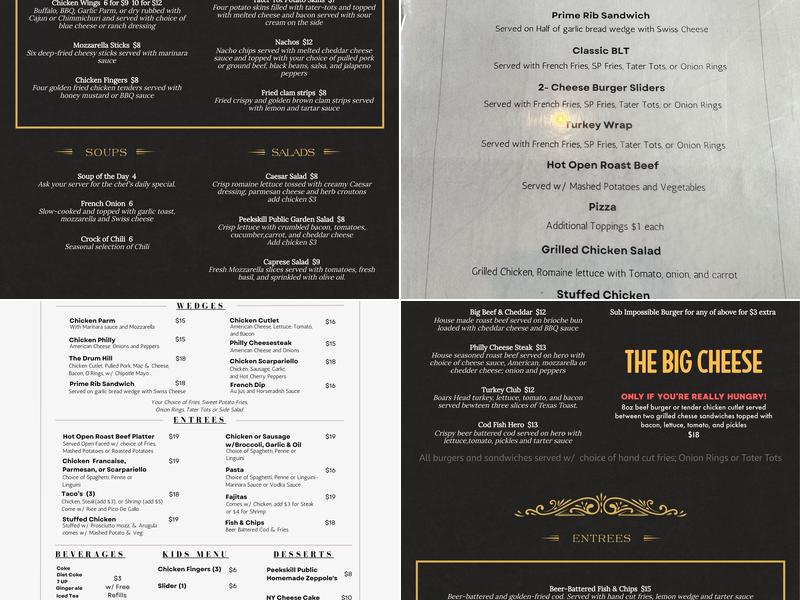 Peekskill Public Bar & Grill Menu