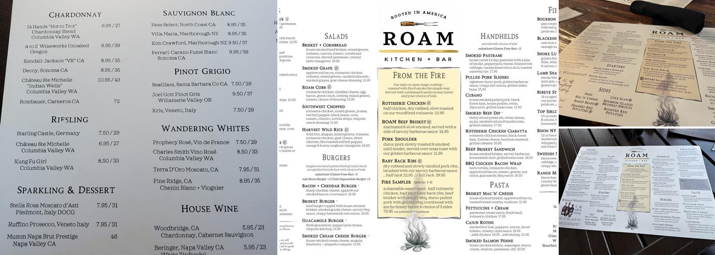 ROAM Kitchen + Bar Menu