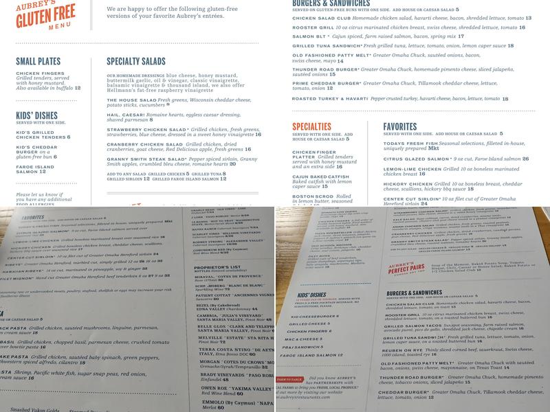 Aubrey's Menu