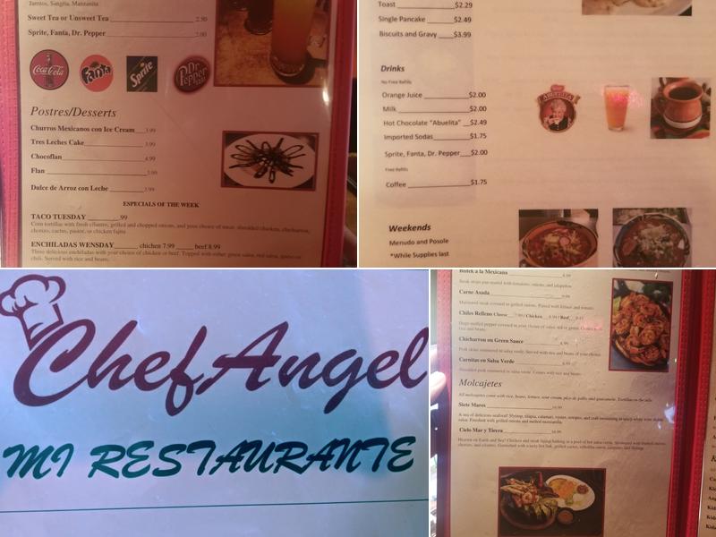 Chef Angel Mi Restaurante Menu
