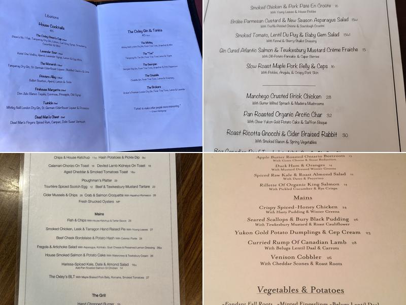 The Oxley Menu