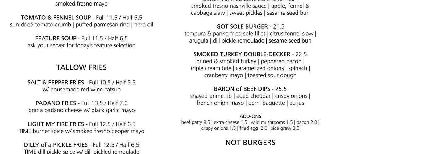 TIME Family of Wines Menu