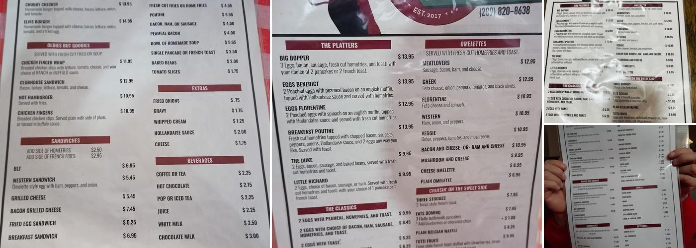East Side Diner Menu