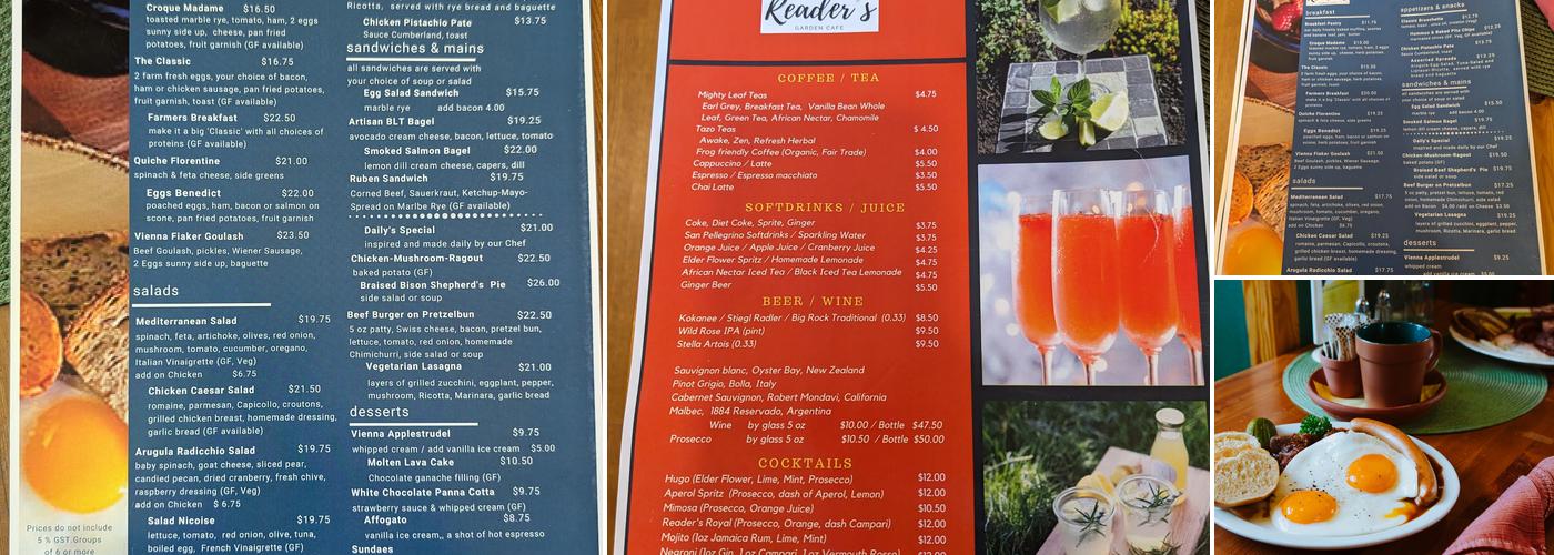 Reader's Garden Cafe Menu