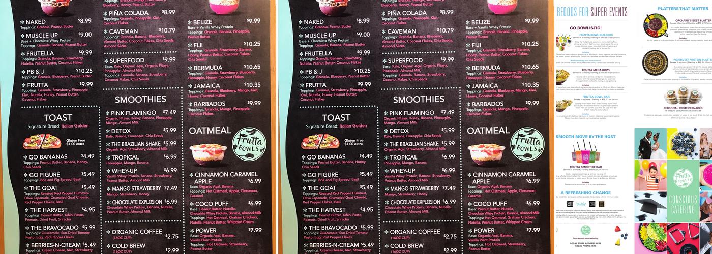 Frutta Bowls Menu