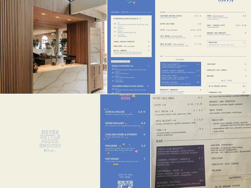 Onyx Coffee Lab - Rogers HQ Menu