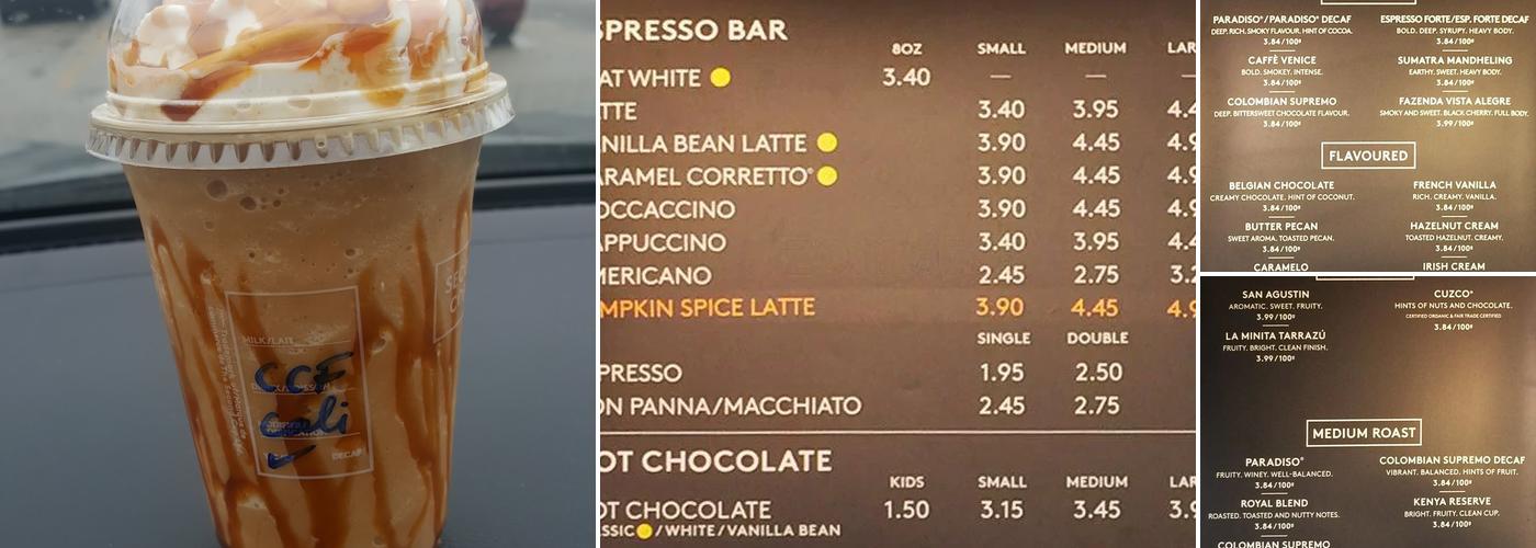 Second Cup Café Menu
