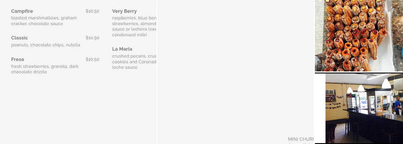 Churros Tinoco Menu