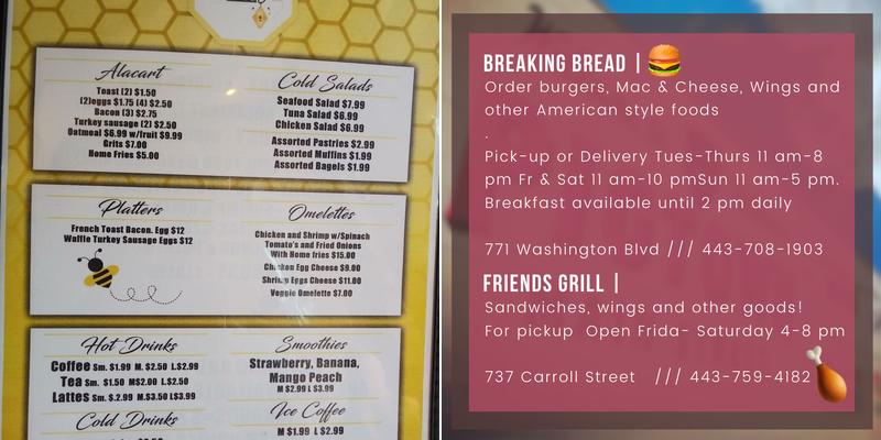 Honey's Cafe Menu
