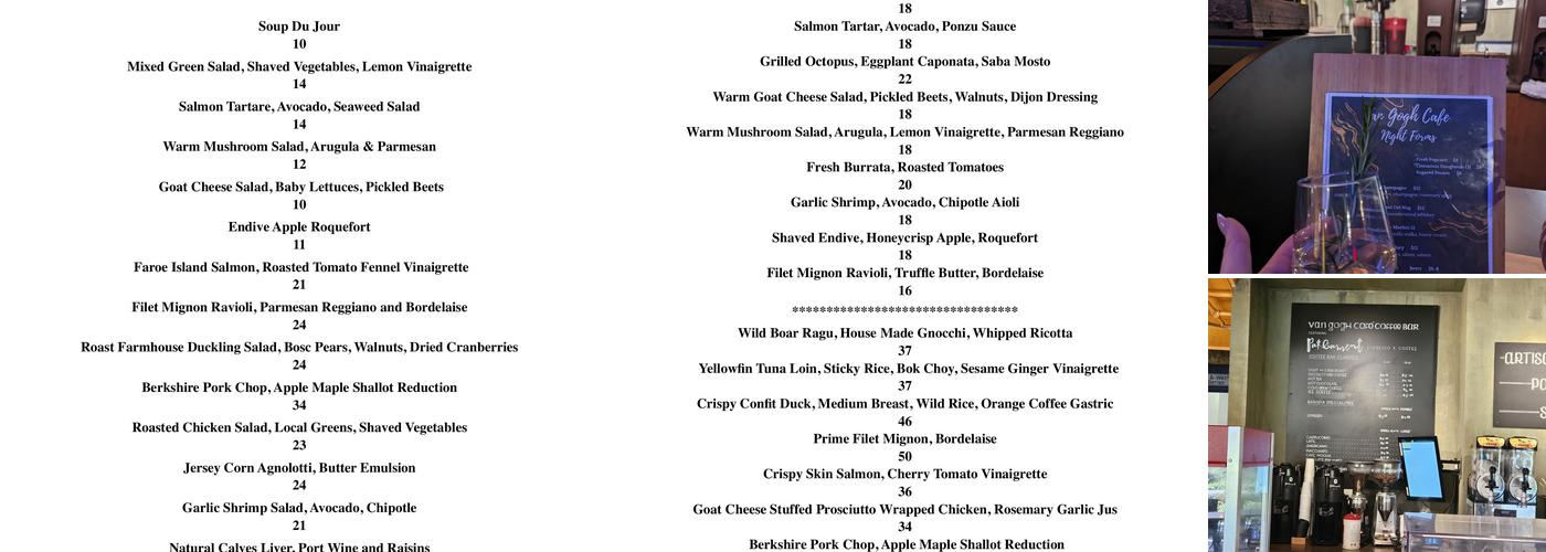 Van Gogh Café Menu