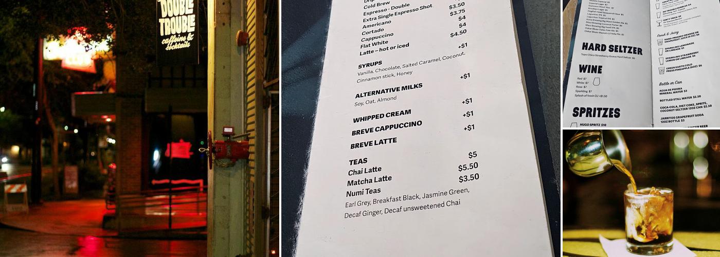 Double Trouble Caffeine & Cocktails Menu