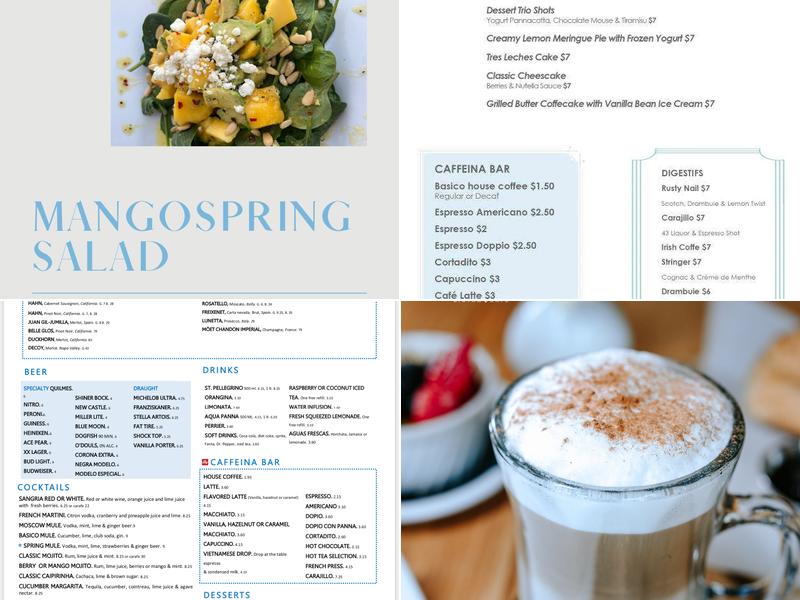 Basico Bistro + Café Menu