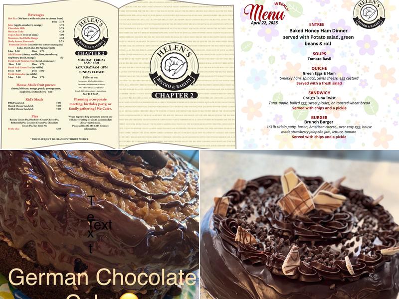 Helen’s Bistro and Bakery Menu