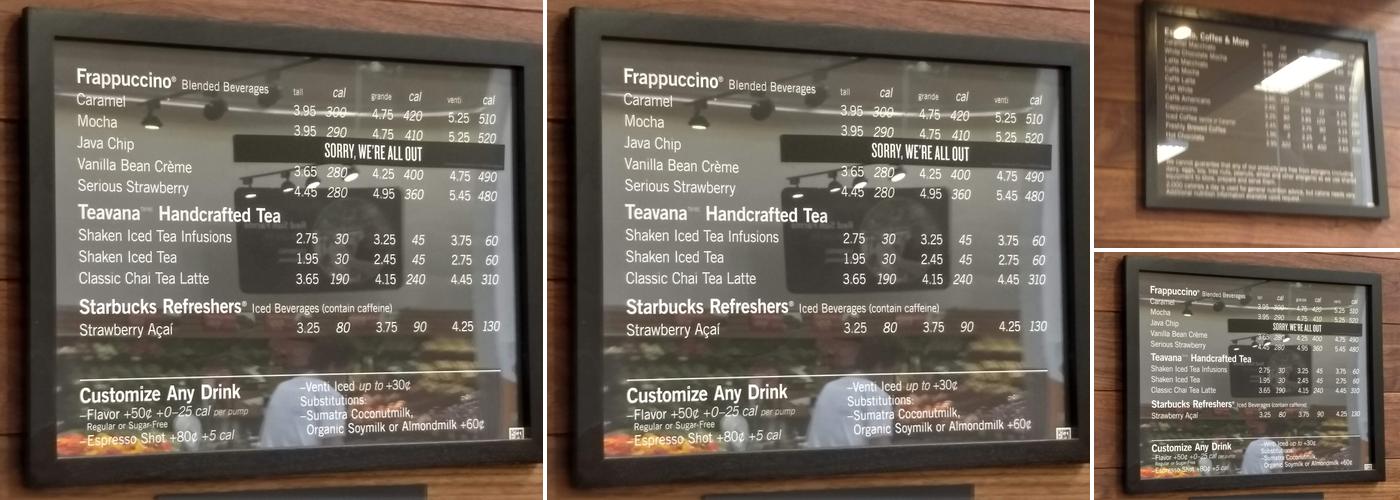 Starbucks Menu
