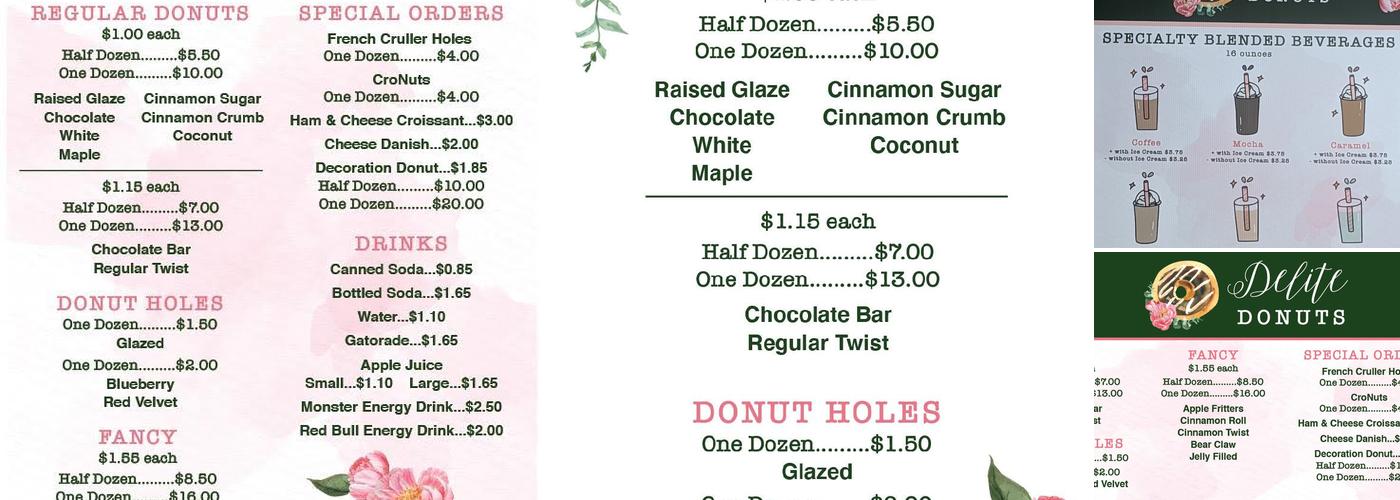 Delite Donuts Menu