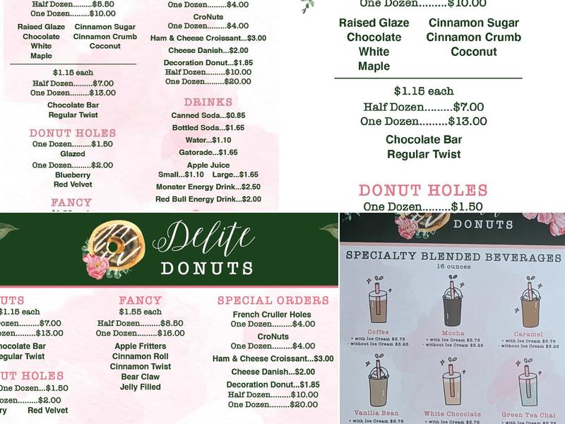 Delite Donuts Menu