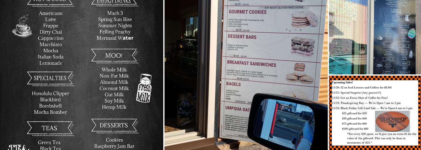 Blackbird Espresso Menu