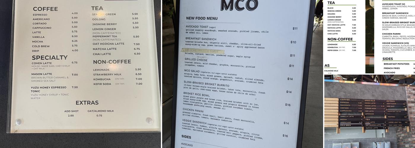Coffee MCO Menu