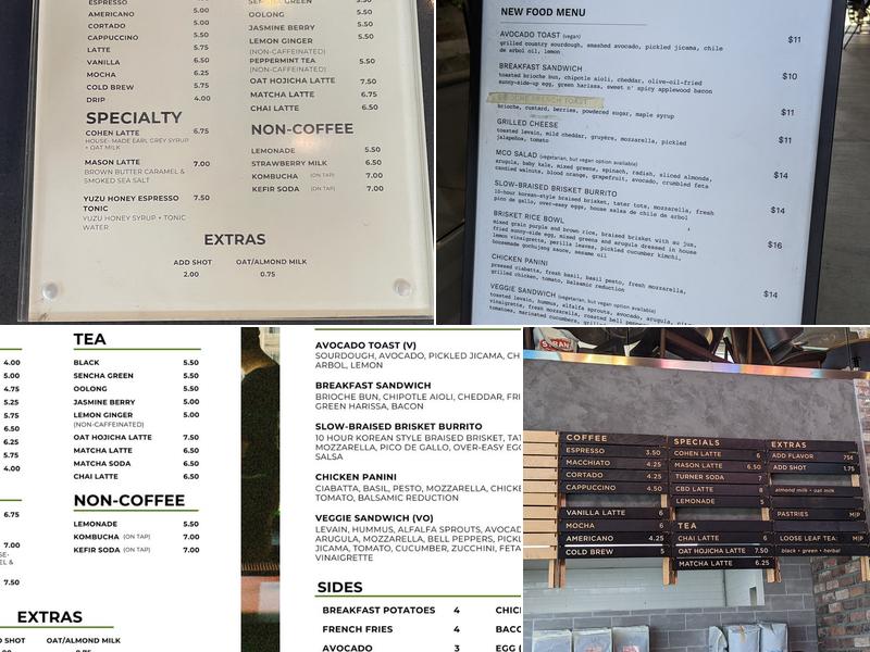 Coffee MCO Menu