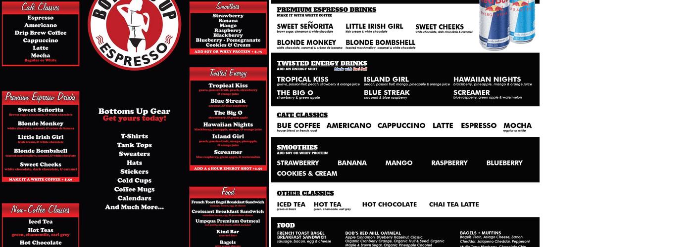 Bottoms Up Espresso Menu