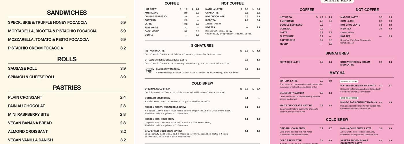 Blank Street Coffee Menu