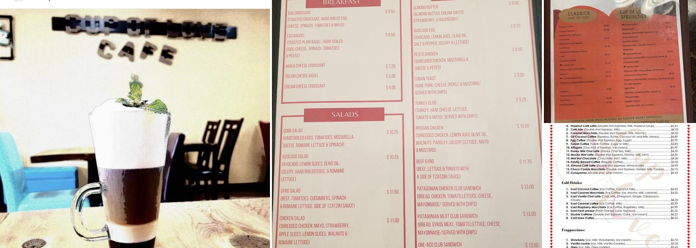 Cup of Love Cafe Menu