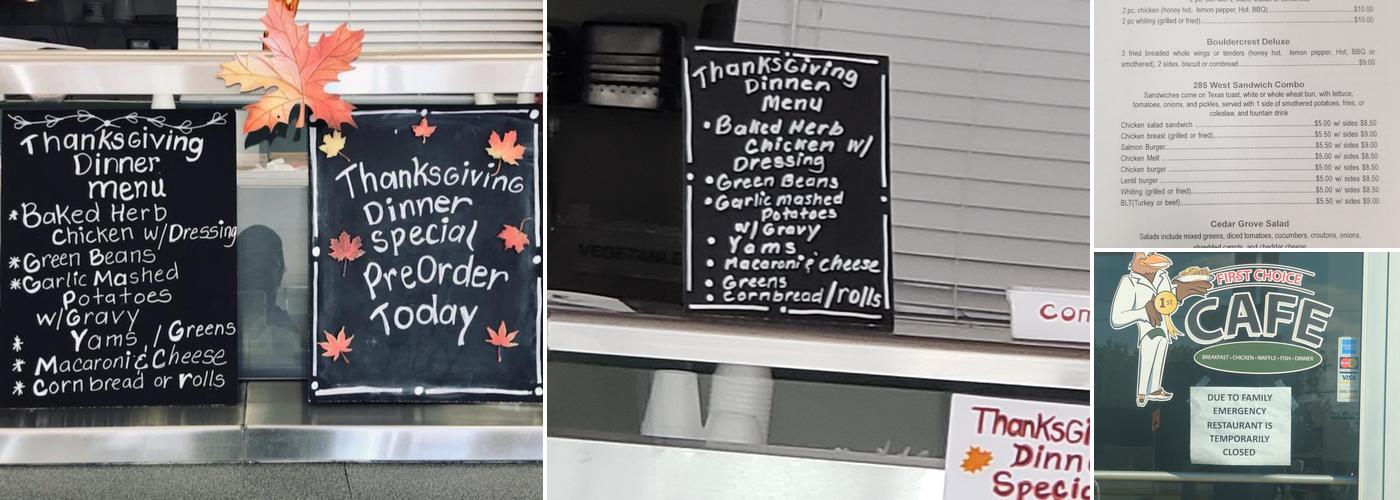 First Choice Cafe Menu