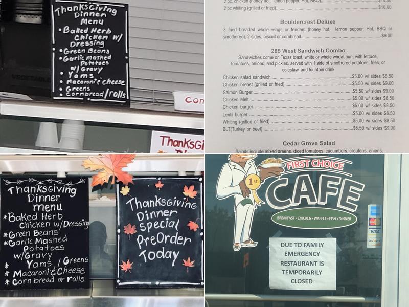 First Choice Cafe Menu