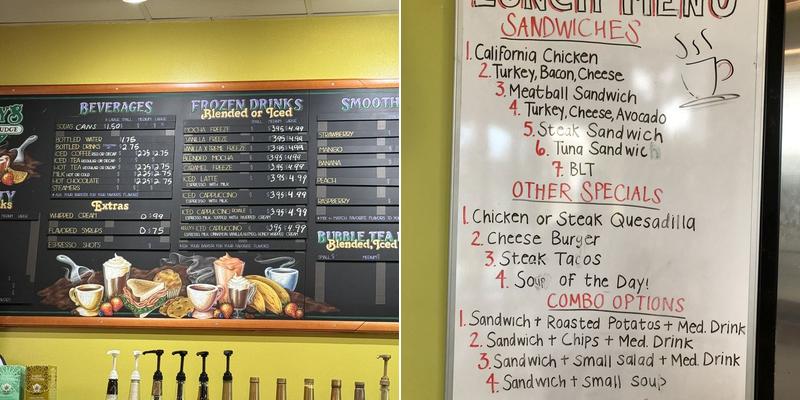 Kellys Coffee & Fudge Factory Menu