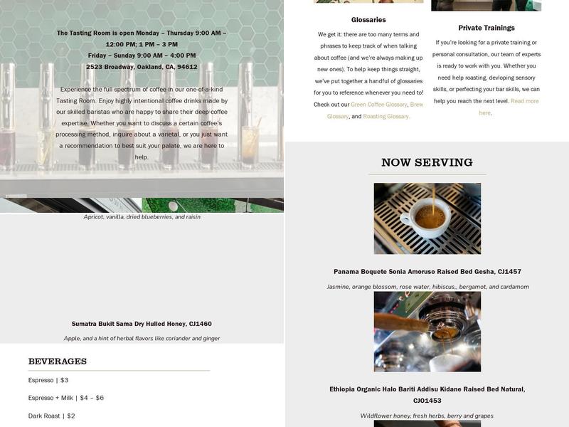 Royal Coffee Inc Menu