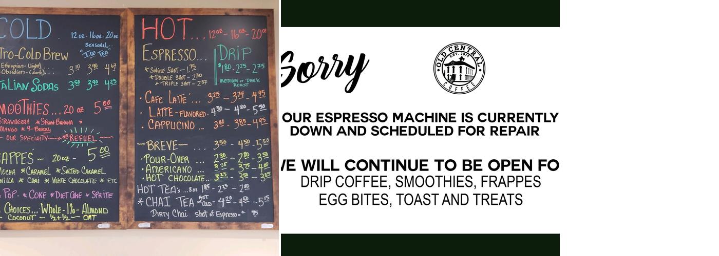 Old Central Coffee Menu